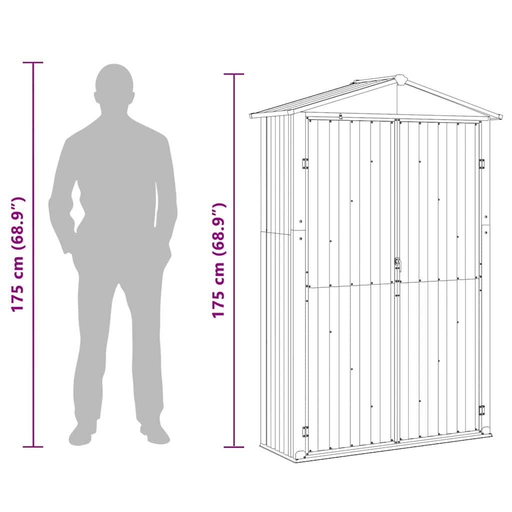 Sodo pašiūrė, pilka, 116x45x175cm, galvanizuotas plienas Sodo pašiūrė, pilka, 116x45x175cm, galvanizuotas plienas - Image 10