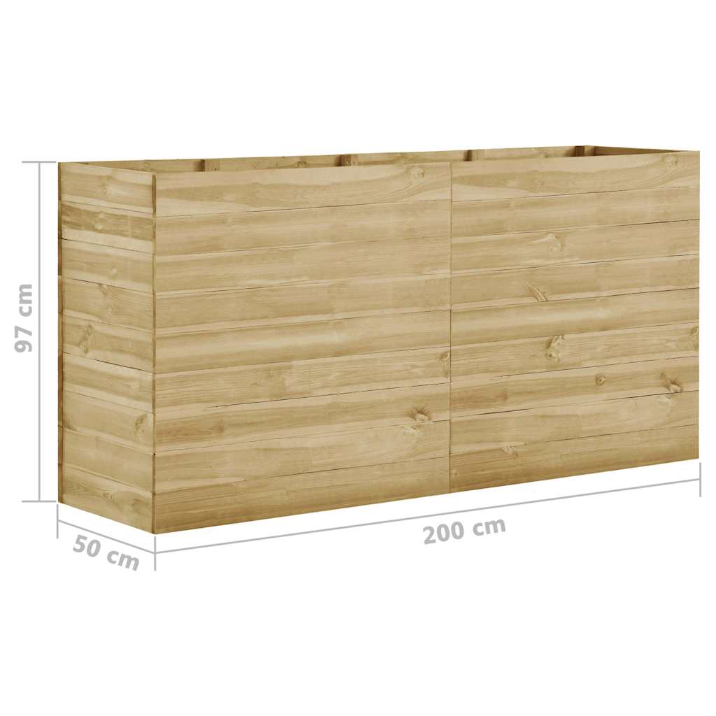 Sodo lovelis, 200x50x97cm, impregnuota pušies mediena, aukštas Sodo lovelis, 200x50x97cm, impregnuota pušies mediena, aukštas