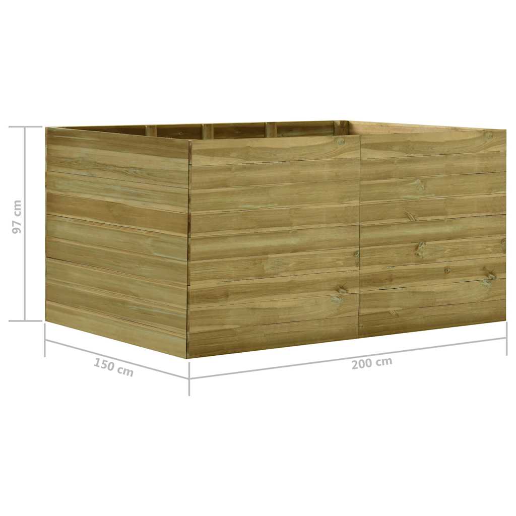 Sodo lovelis, 200x150x97cm, impregnuota pušies mediena, aukštas Sodo lovelis, 200x150x97cm, impregnuota pušies mediena, aukštas
