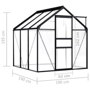 Šiltnamis, antracito spalvos, aliuminis, 3,61m²