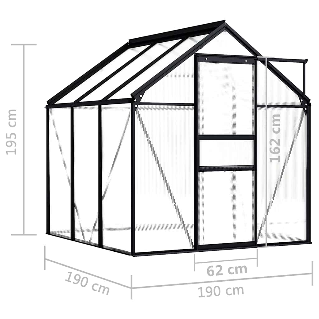 Šiltnamis, antracito spalvos, aliuminis, 3,61m² Šiltnamis, antracito spalvos, aliuminis, 3,61m²