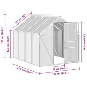 Šiltnamis, antracito spalvos, aliuminis, 4,75m²