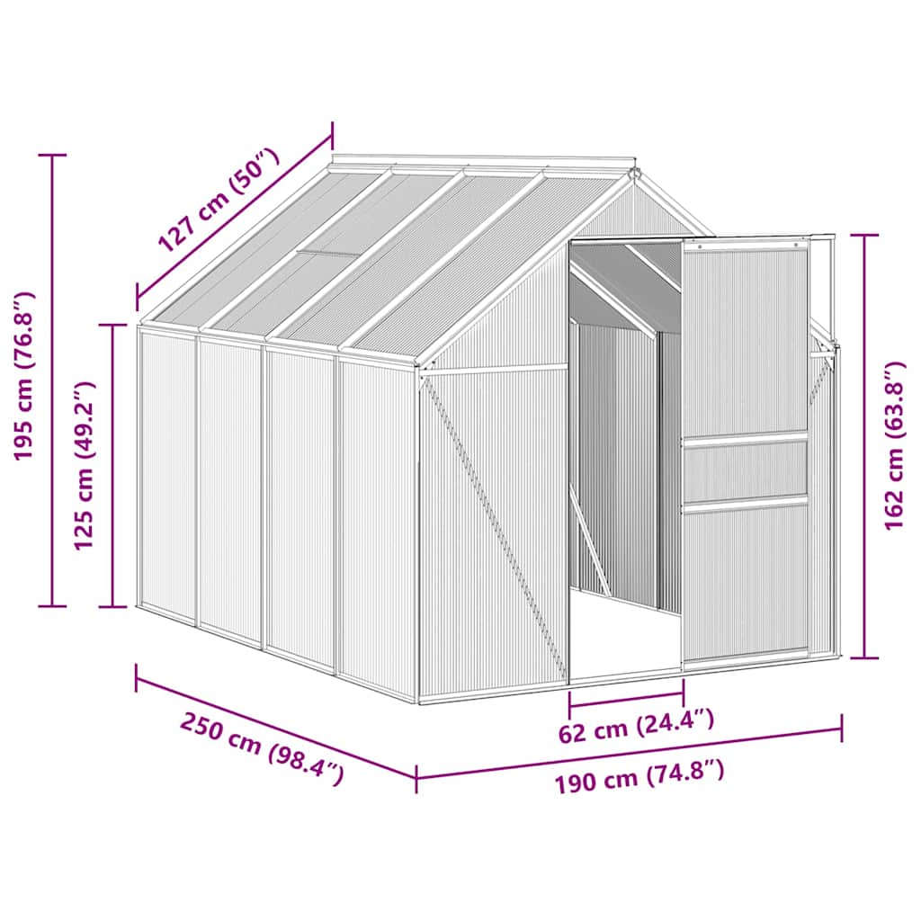 Šiltnamis, antracito spalvos, aliuminis, 4,75m² Šiltnamis, antracito spalvos, aliuminis, 4,75m²