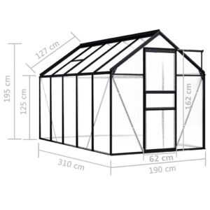 Šiltnamis, antracito spalvos, aliuminis, 5,89m²