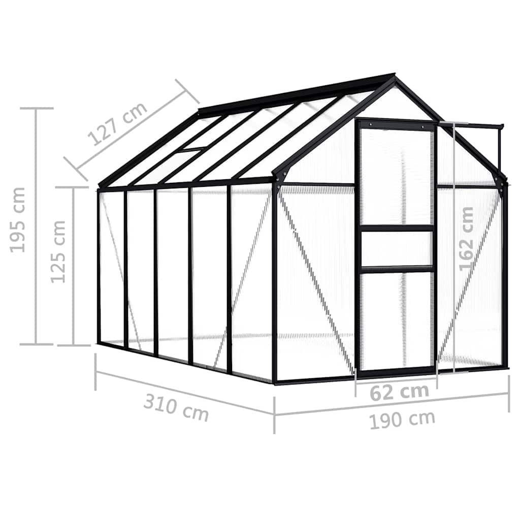 Šiltnamis, antracito spalvos, aliuminis, 5,89m² Šiltnamis, antracito spalvos, aliuminis, 5,89m²