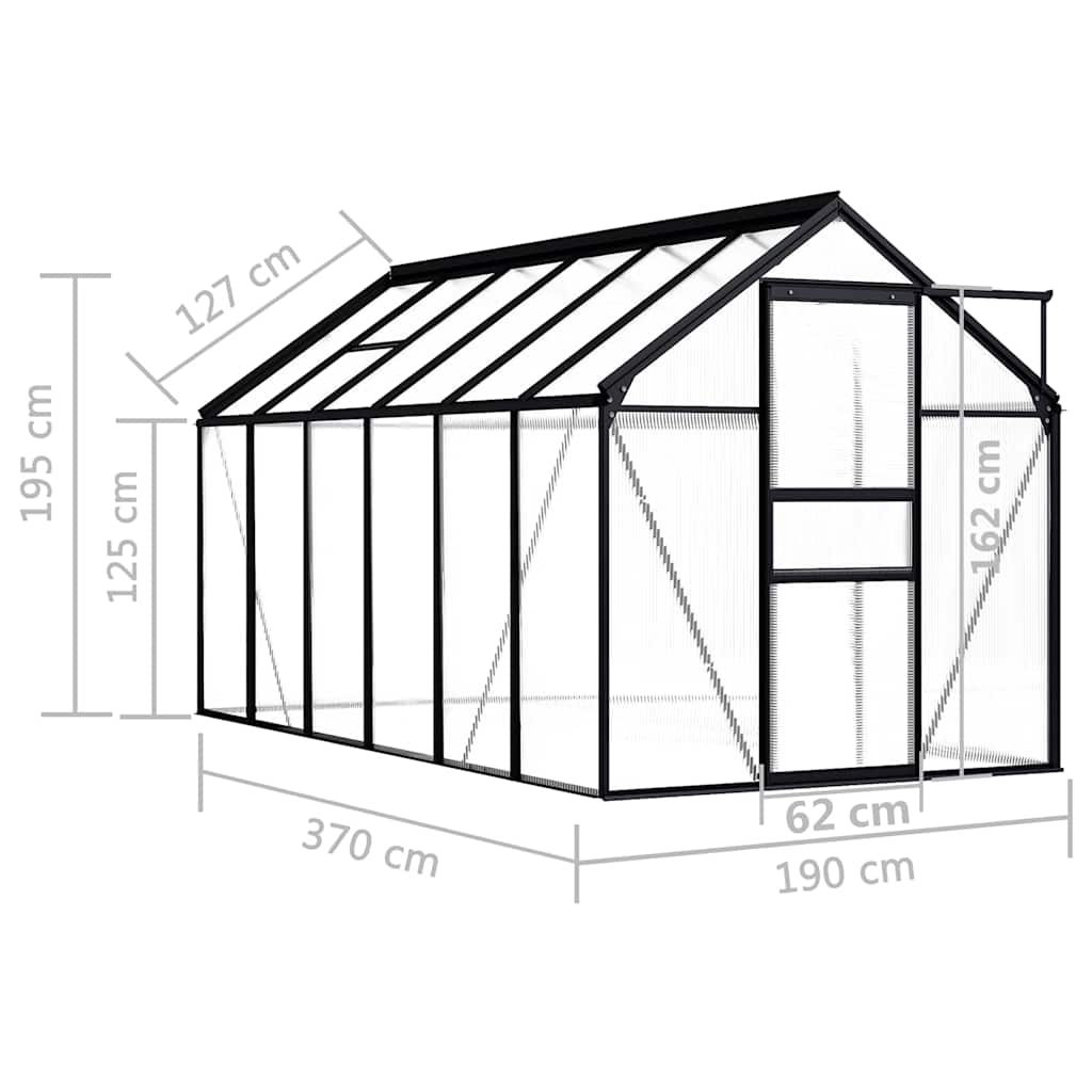 Šiltnamis, antracito spalvos, aliuminis, 7,03m² Šiltnamis, antracito spalvos, aliuminis, 7,03m²