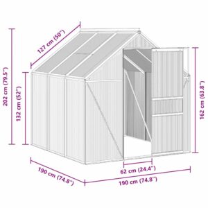Šiltnamis su pagrindo rėmu, antracito, aliuminis, 3,61m²