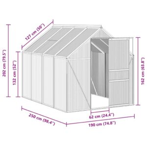 Šiltnamis su pagrindo rėmu, antracito, aliuminis, 4,75m²