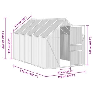 Šiltnamis su pagrindo rėmu, antracito, aliuminis, 5,89m²