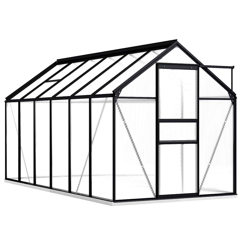 Šiltnamis su pagrindo rėmu, antracito, aliuminis, 7,03m² Šiltnamis su pagrindo rėmu, antracito, aliuminis, 7,03m² - Image 2