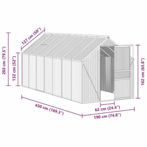 Šiltnamis su pagrindo rėmu, antracito, aliuminis, 8,17m²
