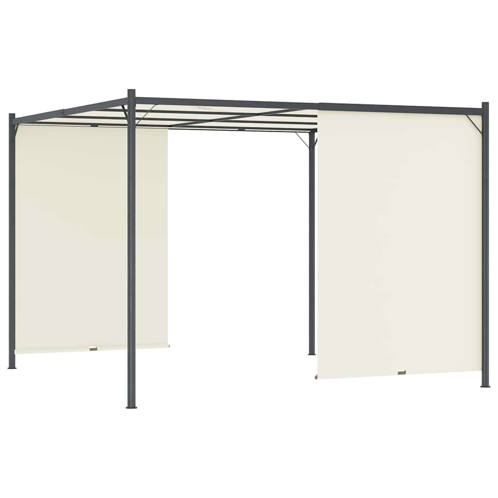 Pergolė su reguliuojamu stogu, kreminė balta, 3x3m, plienas Pergolė su reguliuojamu stogu, kreminė balta, 3x3m, plienas - Image 3