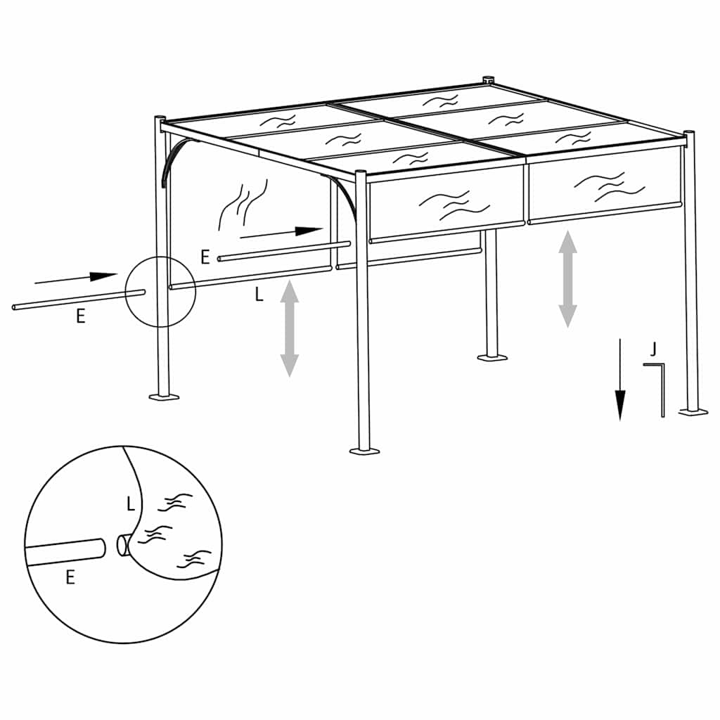 Sodo pergolė su ištraukiamu stogu, antracito spalvos, 3x3m Sodo pergolė su ištraukiamu stogu, antracito spalvos, 3x3m - Image 6