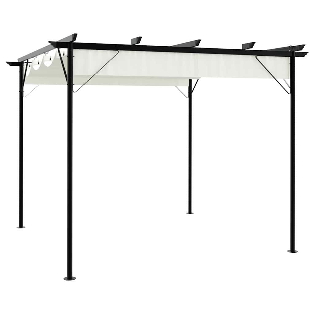 Pergolė su ištraukiamu stogu, kreminė balta, 3x3m, plienas Pergolė su ištraukiamu stogu, kreminė balta, 3x3m, plienas - Image 2