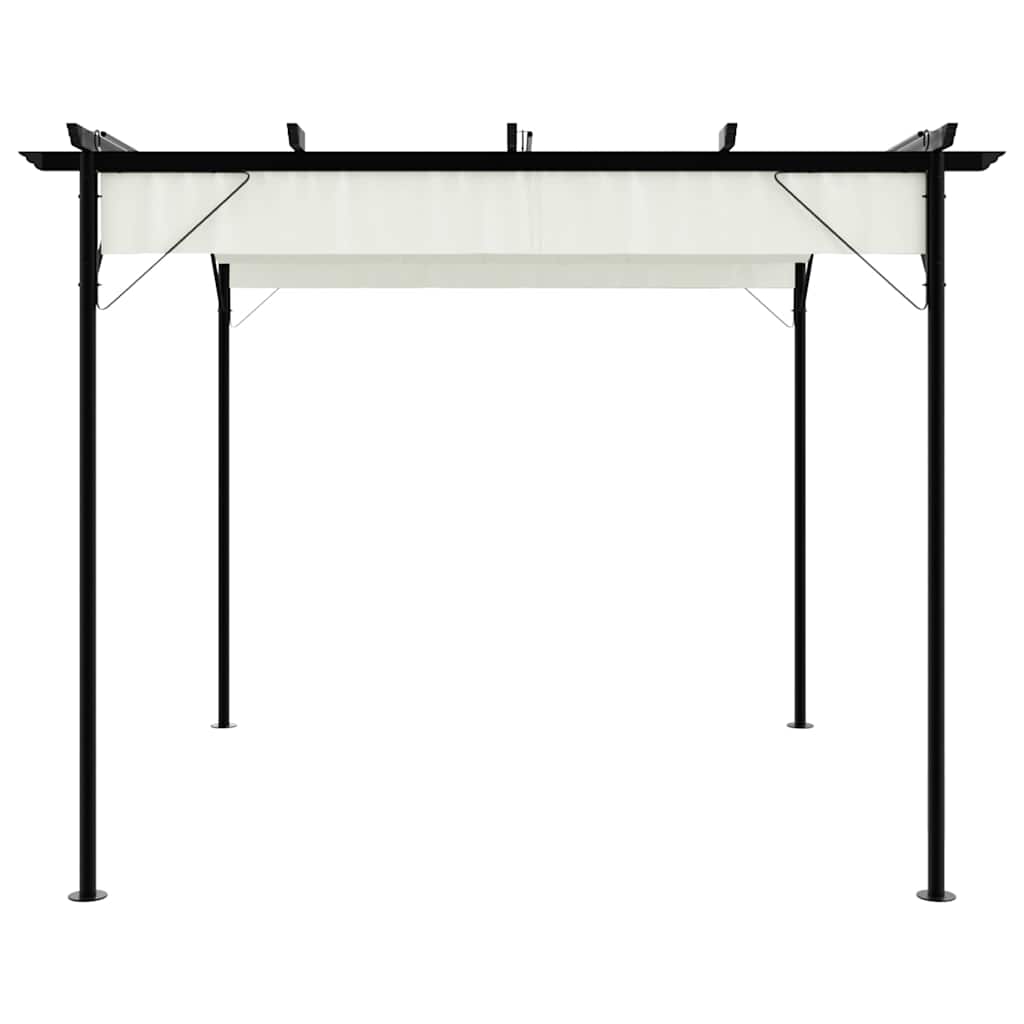 Pergolė su ištraukiamu stogu, kreminė balta, 3x3m, plienas Pergolė su ištraukiamu stogu, kreminė balta, 3x3m, plienas - Image 3