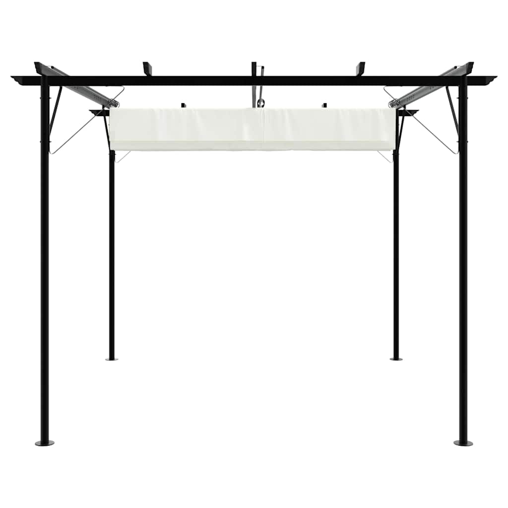 Pergolė su ištraukiamu stogu, kreminė balta, 3x3m, plienas Pergolė su ištraukiamu stogu, kreminė balta, 3x3m, plienas - Image 4