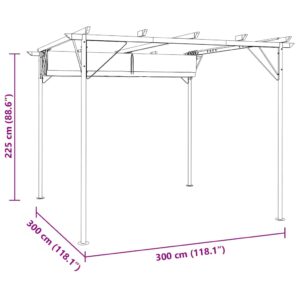 Pergolė su ištraukiamu stogu, kreminė balta, 3x3m, plienas