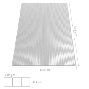 Polikarbonato lakštai, 8vnt., 121x60cm, 4mm