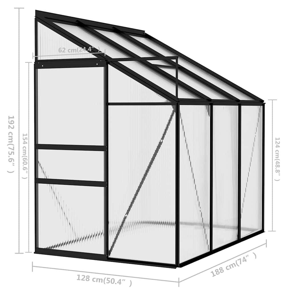 Šiltnamis, antracito spalvos, aliuminis, 3,8m³ Šiltnamis, antracito spalvos, aliuminis, 3,8m³
