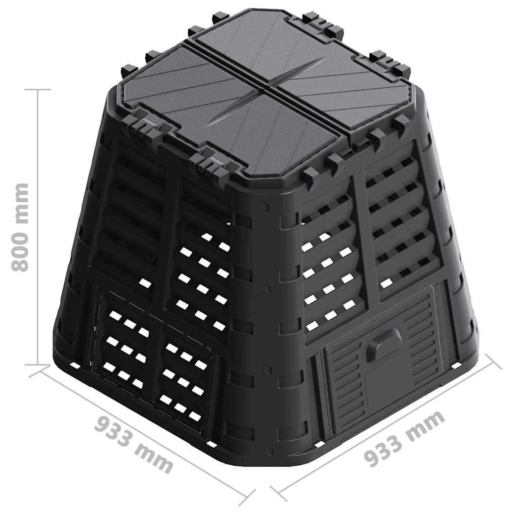 Sodo komposto dėžė, juoda, 93,3×93,3x80cm, 480 l Sodo komposto dėžė, juoda, 93,3x93,3x80cm, 480 l