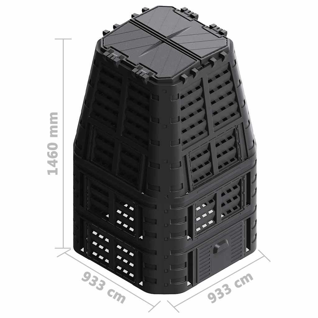 Sodo komposto dėžė, juoda, 93,3×93,3x146cm, 1000 l Sodo komposto dėžė, juoda, 93,3x93,3x146cm, 1000 l