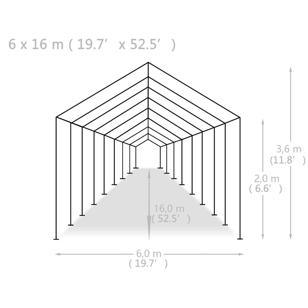 Proginė palapinė, baltos spalvos, 6x16m, PE Proginė palapinė, baltos spalvos, 6x16m, PE
