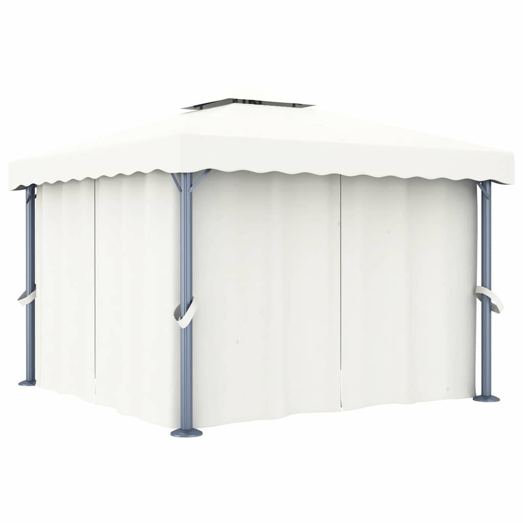 Pavėsinė su užuolaidomis, kreminė balta, 3x3m Pavėsinė su užuolaidomis, kreminė balta, 3x3m - Image 2