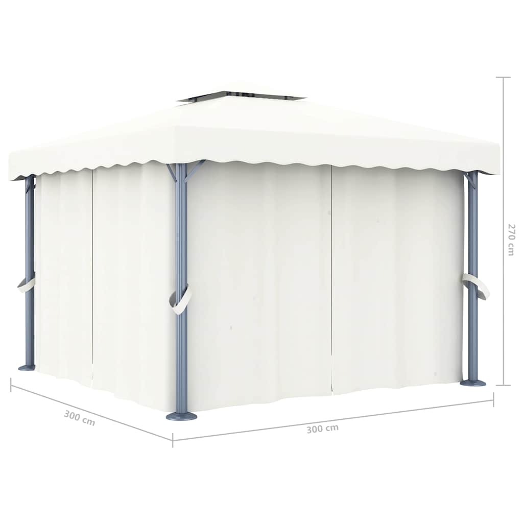 Pavėsinė su užuolaidomis, kreminė balta, 3x3m Pavėsinė su užuolaidomis, kreminė balta, 3x3m