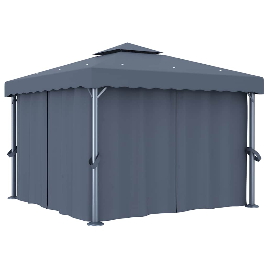Pavėsinė su užuolaidomis, antracito spalvos, 3x3m Pavėsinė su užuolaidomis, antracito spalvos, 3x3m - Image 2