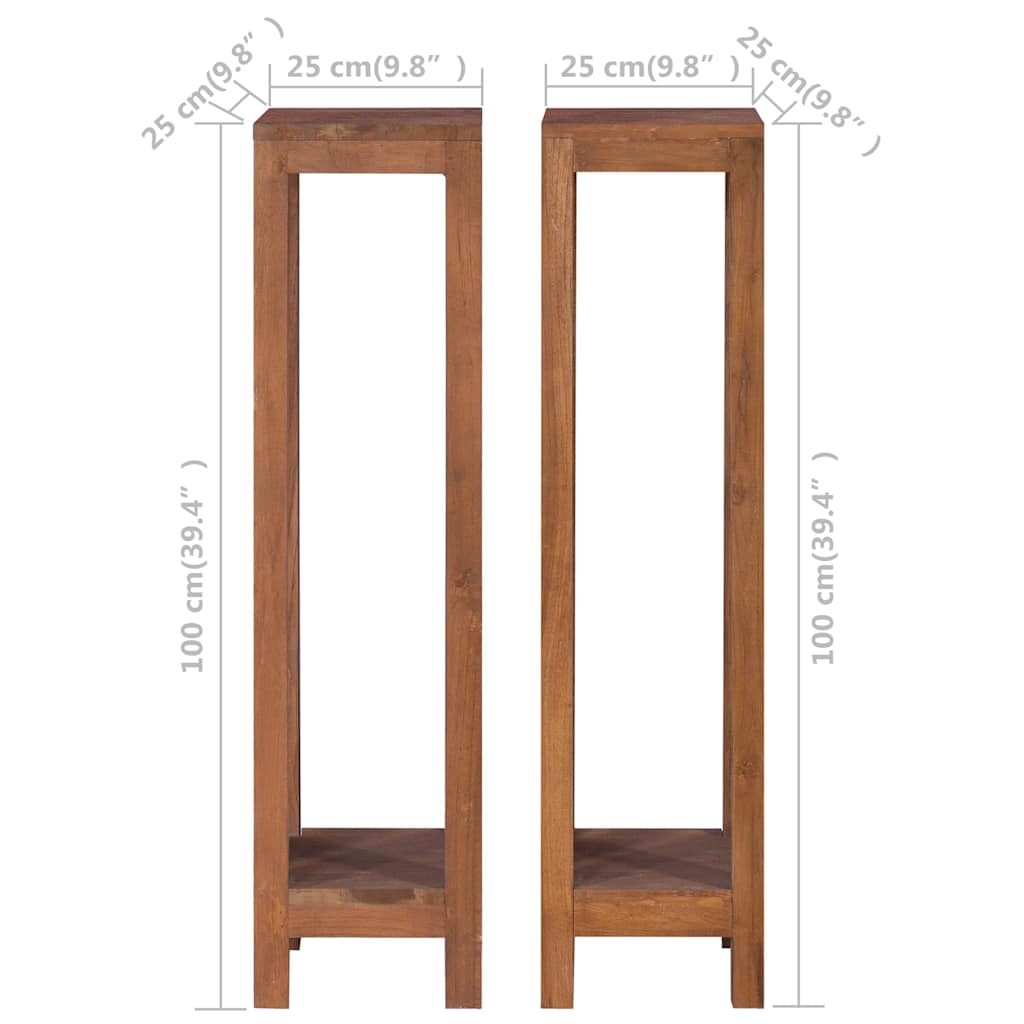 Stovai augalams, 2vnt., 25x25x100cm, tikmedžio medienos masyvas Stovai augalams, 2vnt., 25x25x100cm, tikmedžio medienos masyvas