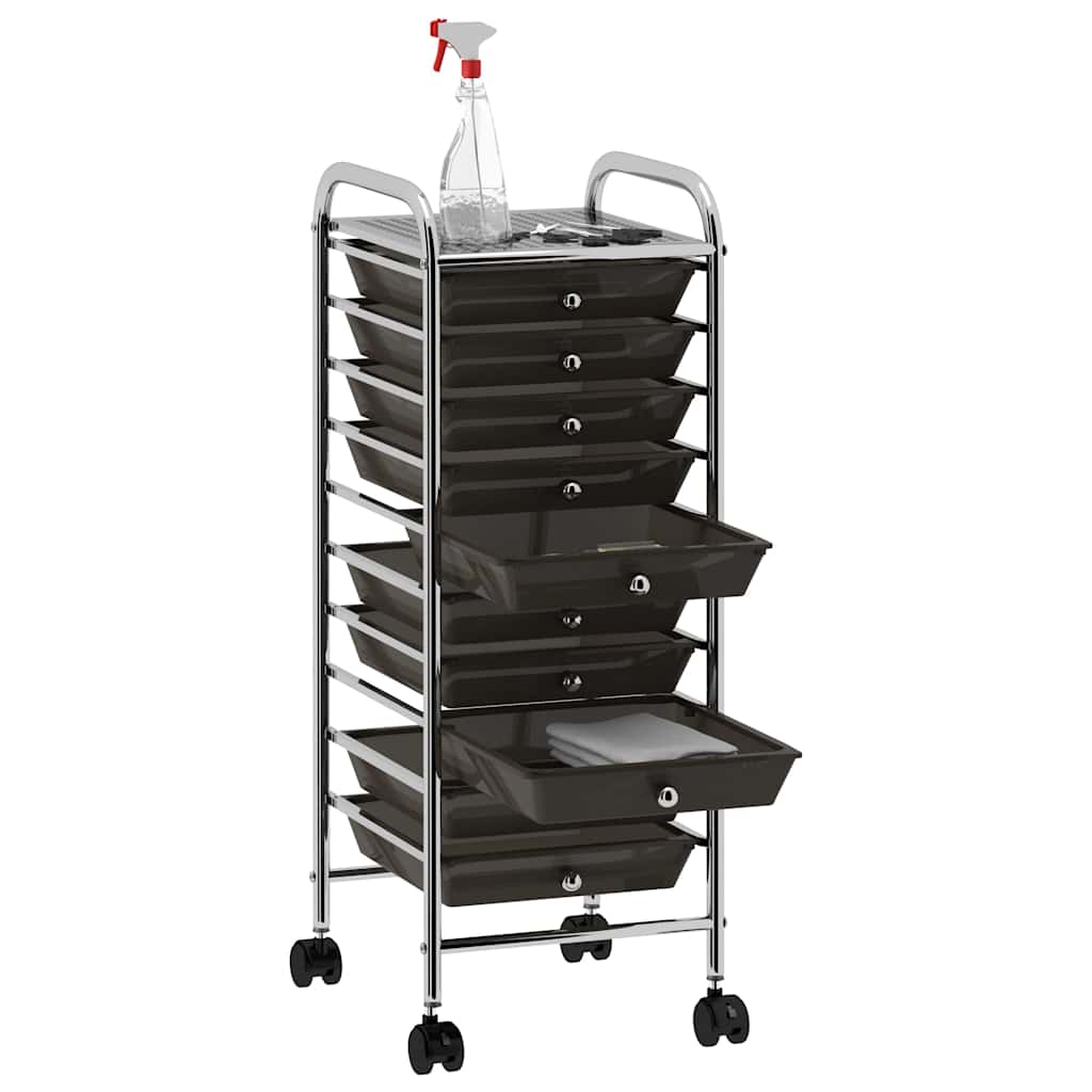 Mobilus vežimėlis, 10 stalčių, juodos spalvos, plastikas Mobilus vežimėlis, 10 stalčių, juodos spalvos, plastikas - Image 3