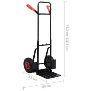 Teleskopinis rankinis vežimėlis, juodas ir raudonas, 200kg