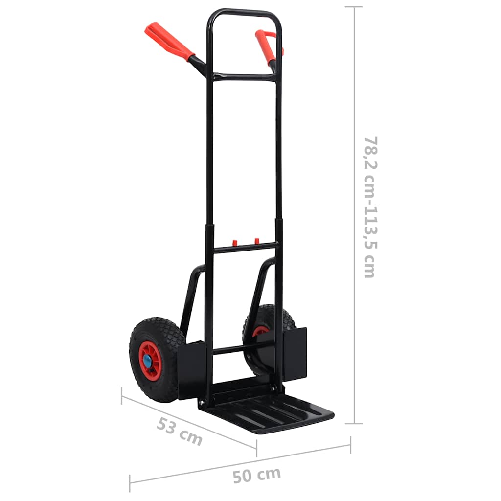 Teleskopinis rankinis vežimėlis, juodas ir raudonas, 200kg Teleskopinis rankinis vežimėlis, juodas ir raudonas, 200kg