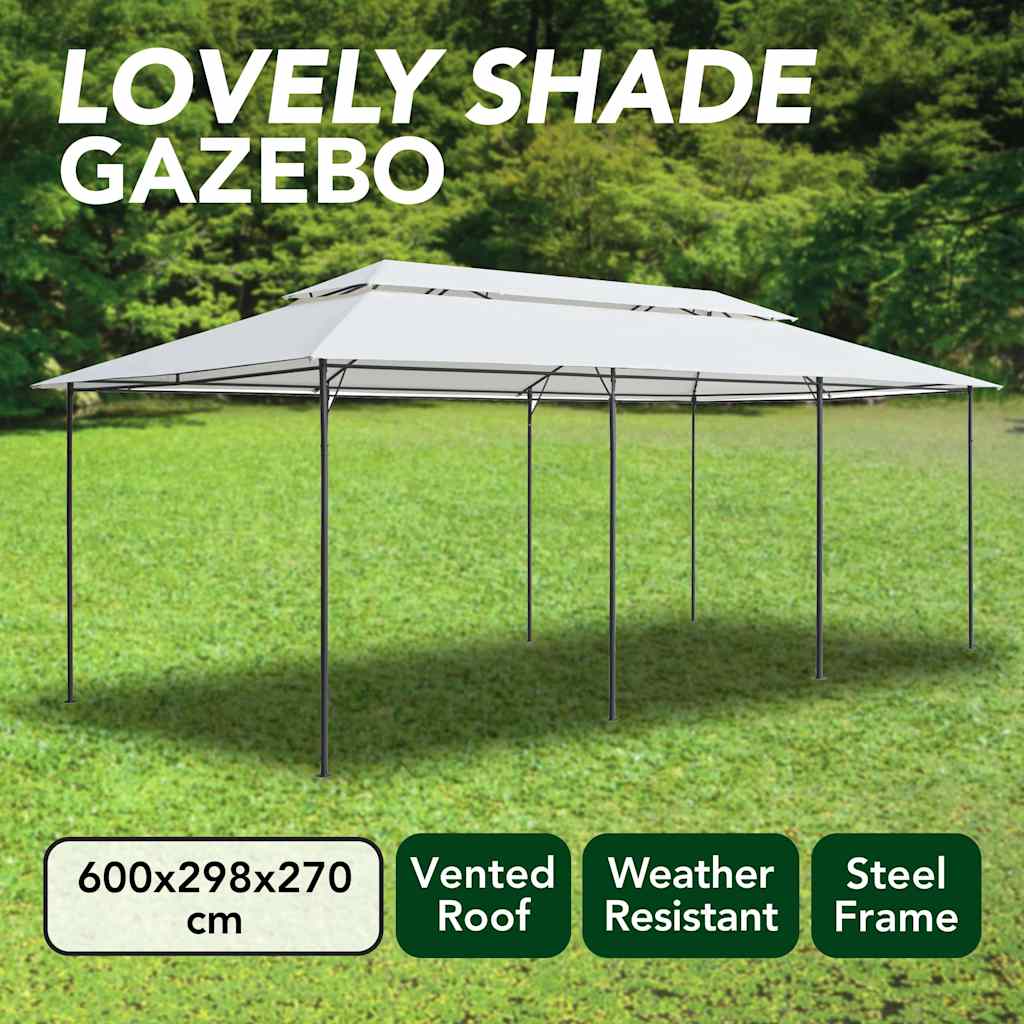 Pavėsinė, baltos spalvos, 600x298x270cm, 180g/m² Pavėsinė, baltos spalvos, 600x298x270cm, 180g/m²