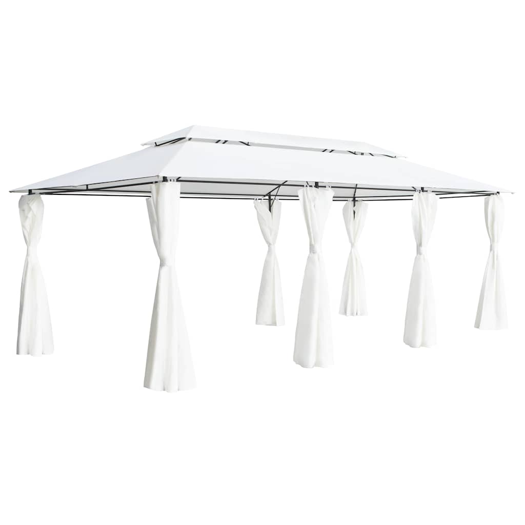 Pavėsinė su užuolaidomis, balta, 600x298x270cm, 180g/m² Pavėsinė su užuolaidomis, balta, 600x298x270cm, 180g/m² - Image 2