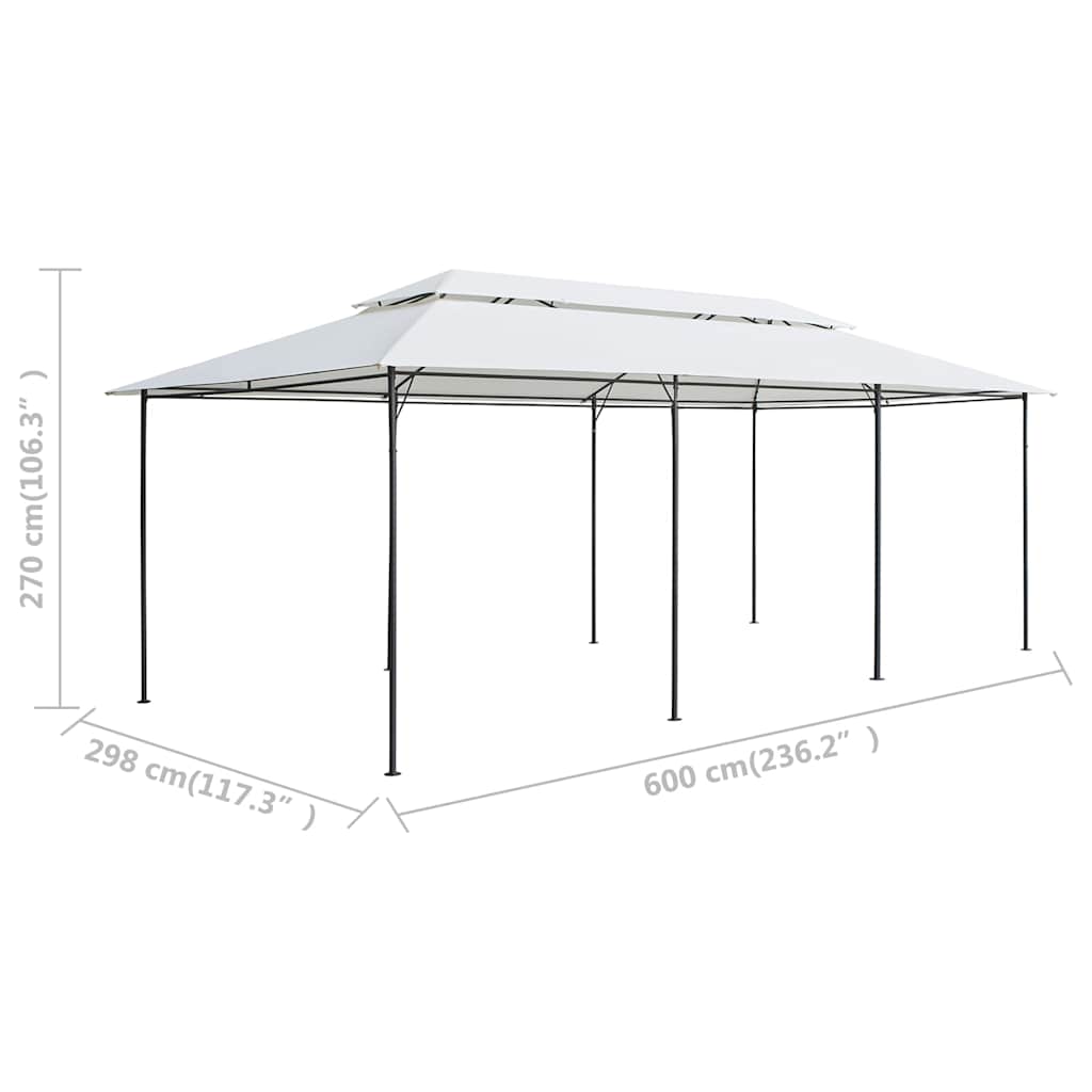 Pavėsinė su užuolaidomis, balta, 600x298x270cm, 180g/m² Pavėsinė su užuolaidomis, balta, 600x298x270cm, 180g/m² - Image 7