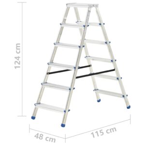 Aliuminės dvipusės kopėčios, 136cm, 6 laipteliai