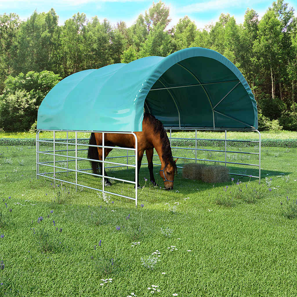 Palapinė gyvuliams, žalia, 3,7×3,7m, PVC (310028+310029) Palapinė gyvuliams, žalia, 3,7x3,7m, PVC (310028+310029) - Image 2