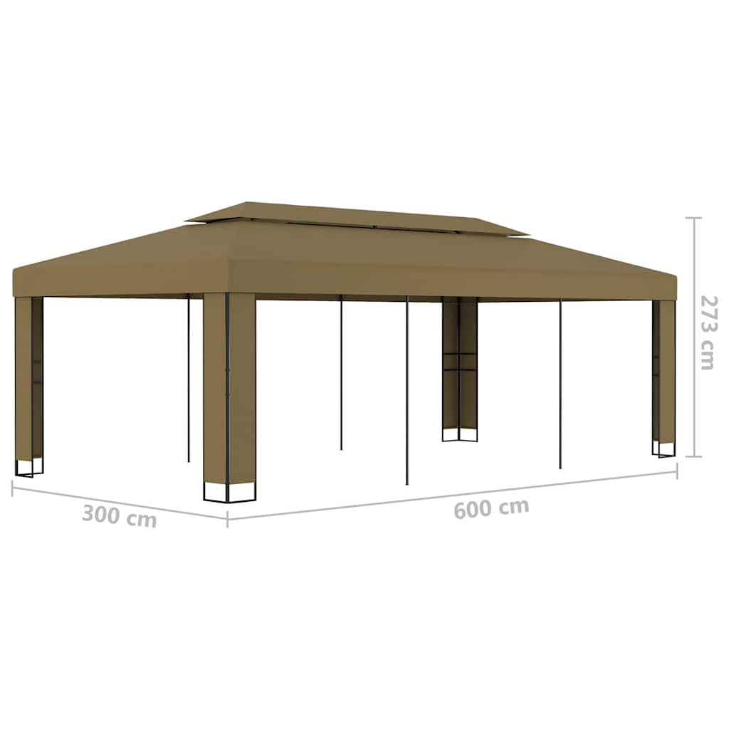Pavėsinė su dvigubu stogu, taupe spalvos, 3x6m, 180g/m² Pavėsinė su dvigubu stogu, taupe spalvos, 3x6m, 180g/m²