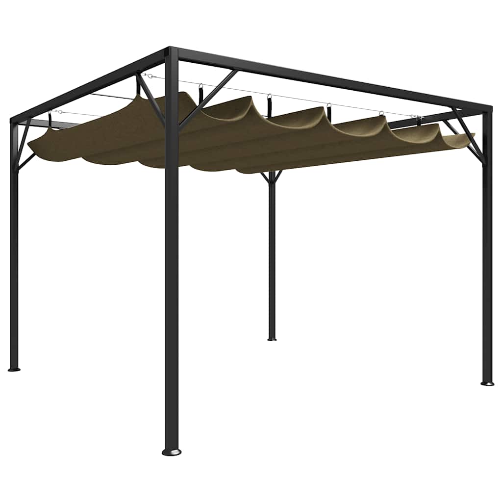 Sodo pavėsinė su įtraukiamu stogu, taupe spalvos, 3x3m, 180g/m² Sodo pavėsinė su įtraukiamu stogu, taupe spalvos, 3x3m, 180g/m² - Image 2