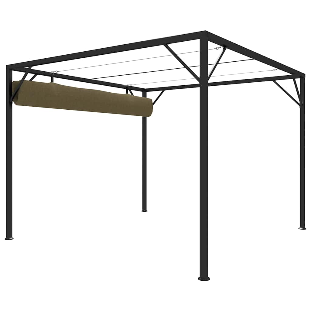 Sodo pavėsinė su įtraukiamu stogu, taupe spalvos, 3x3m, 180g/m² Sodo pavėsinė su įtraukiamu stogu, taupe spalvos, 3x3m, 180g/m² - Image 5