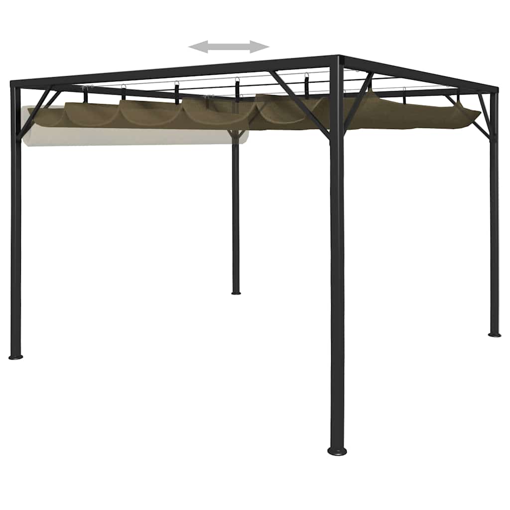 Sodo pavėsinė su įtraukiamu stogu, taupe spalvos, 3x3m, 180g/m² Sodo pavėsinė su įtraukiamu stogu, taupe spalvos, 3x3m, 180g/m² - Image 6