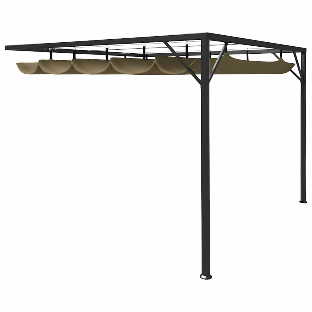 Sodo pavėsinė su įtraukiamu stogu, taupe spalvos, 3x3m, 180g/m² Sodo pavėsinė su įtraukiamu stogu, taupe spalvos, 3x3m, 180g/m² - Image 2