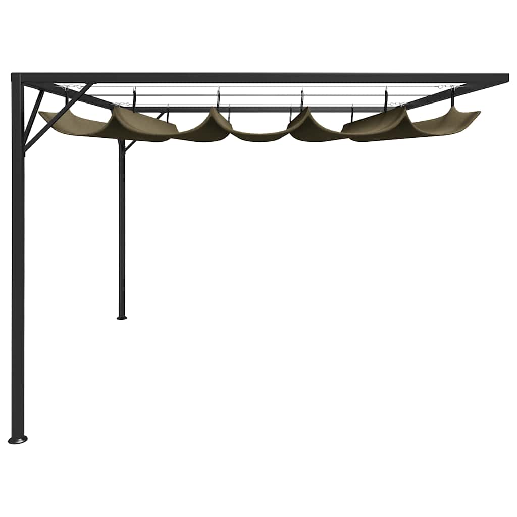 Sodo pavėsinė su įtraukiamu stogu, taupe spalvos, 3x3m, 180g/m² Sodo pavėsinė su įtraukiamu stogu, taupe spalvos, 3x3m, 180g/m² - Image 3