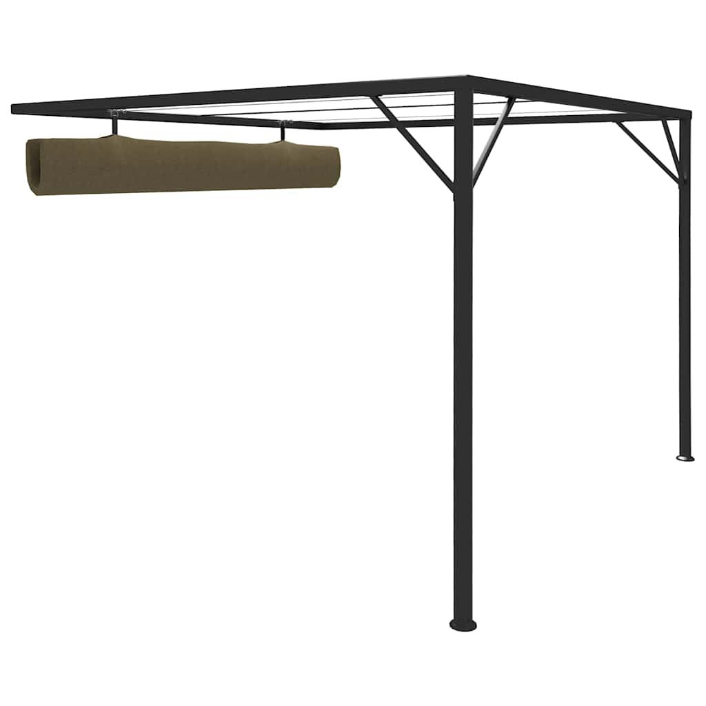 Sodo pavėsinė su įtraukiamu stogu, taupe spalvos, 3x3m, 180g/m² Sodo pavėsinė su įtraukiamu stogu, taupe spalvos, 3x3m, 180g/m² - Image 5