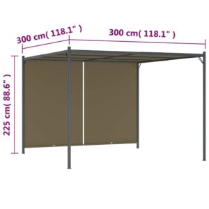 Sodo pergolė su įtraukiamu stogu, taupe spalvos, 3x3m, 180g/m²