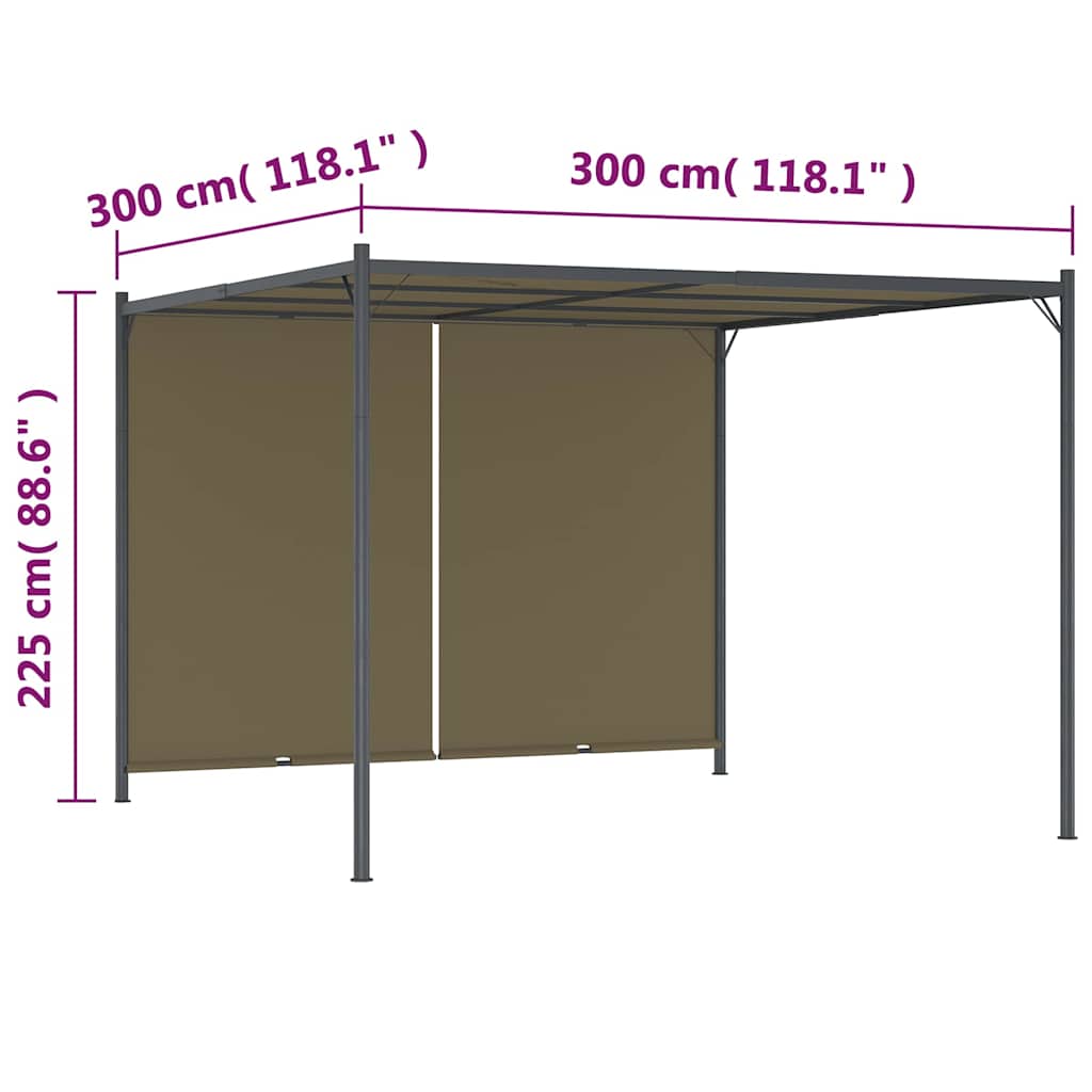 Sodo pergolė su įtraukiamu stogu, taupe spalvos, 3x3m, 180g/m² Sodo pergolė su įtraukiamu stogu, taupe spalvos, 3x3m, 180g/m²
