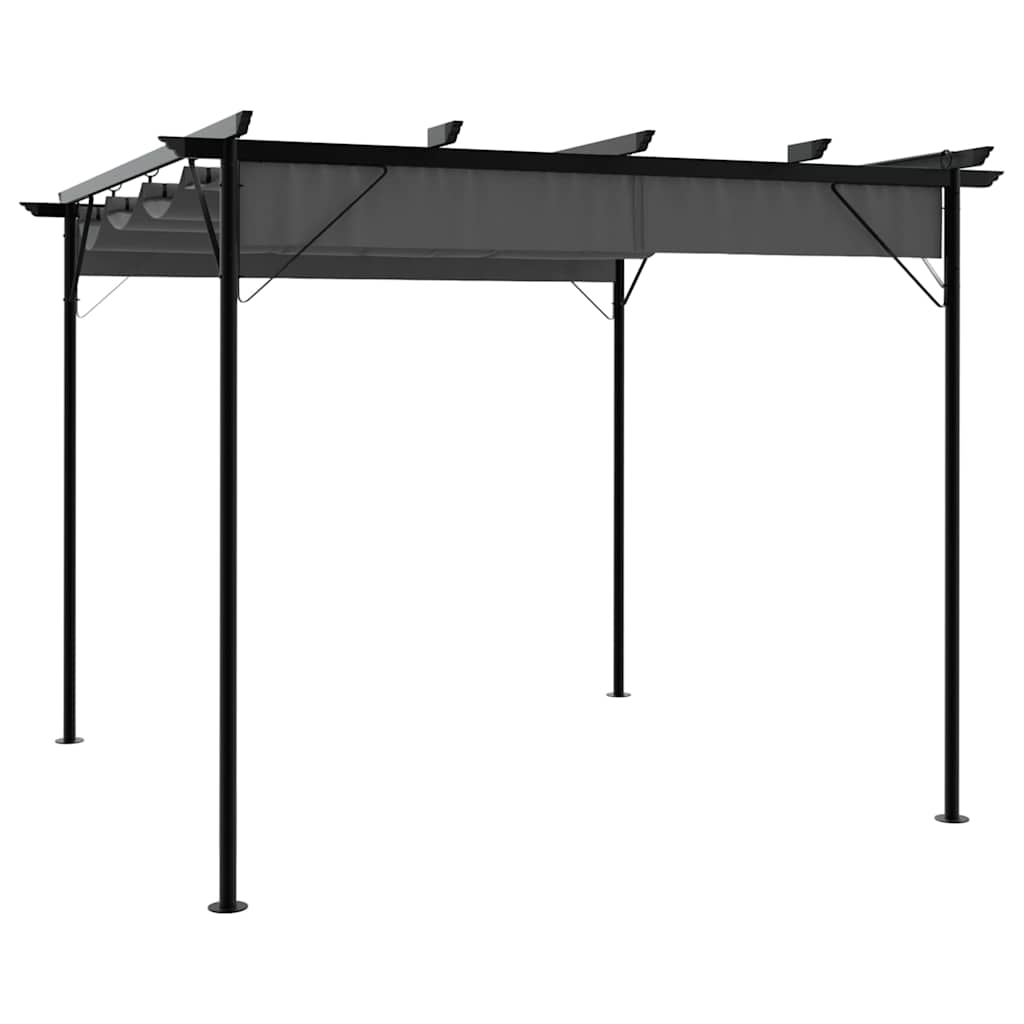 Pergolė su įtraukiamu stogu, antracito spalvos, 3x3m, plienas Pergolė su įtraukiamu stogu, antracito spalvos, 3x3m, plienas - Image 2