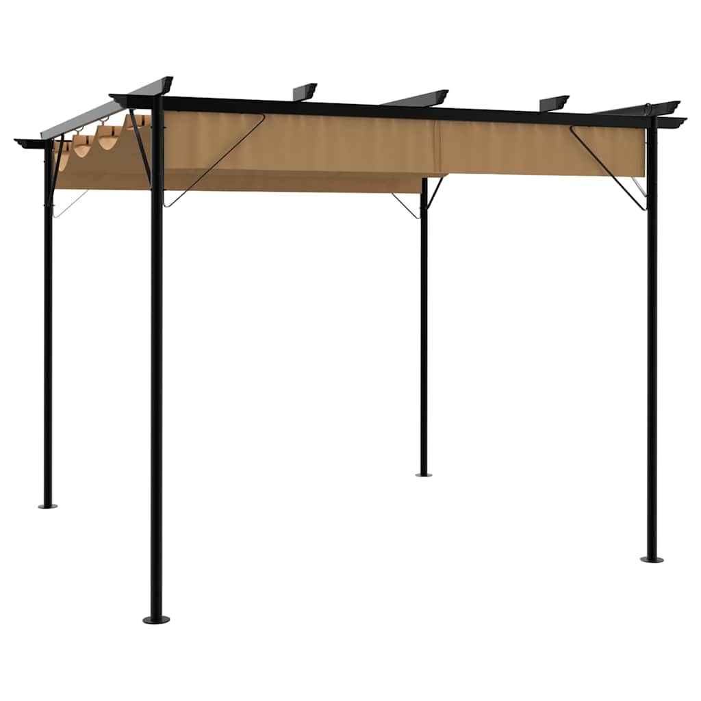 Pergolė su įtraukiamu stogu, taupe spalvos, 3x3m, plienas Pergolė su įtraukiamu stogu, taupe spalvos, 3x3m, plienas - Image 2