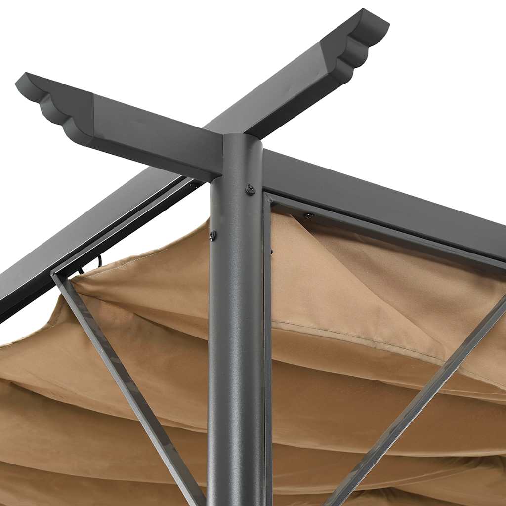 Pergolė su įtraukiamu stogu, taupe spalvos, 3x3m, plienas Pergolė su įtraukiamu stogu, taupe spalvos, 3x3m, plienas - Image 3